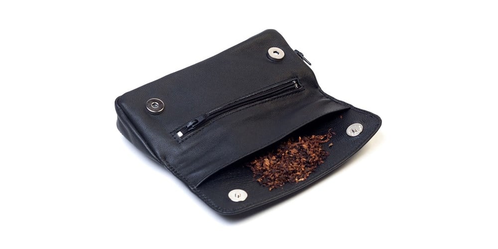 LEATHER COMBO POUCH 1 PIPE AND TOBACCO BLACK-T420NER