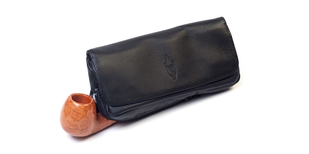 LEATHER COMBO POUCH 1 PIPE AND TOBACCO BLACK-T420NER