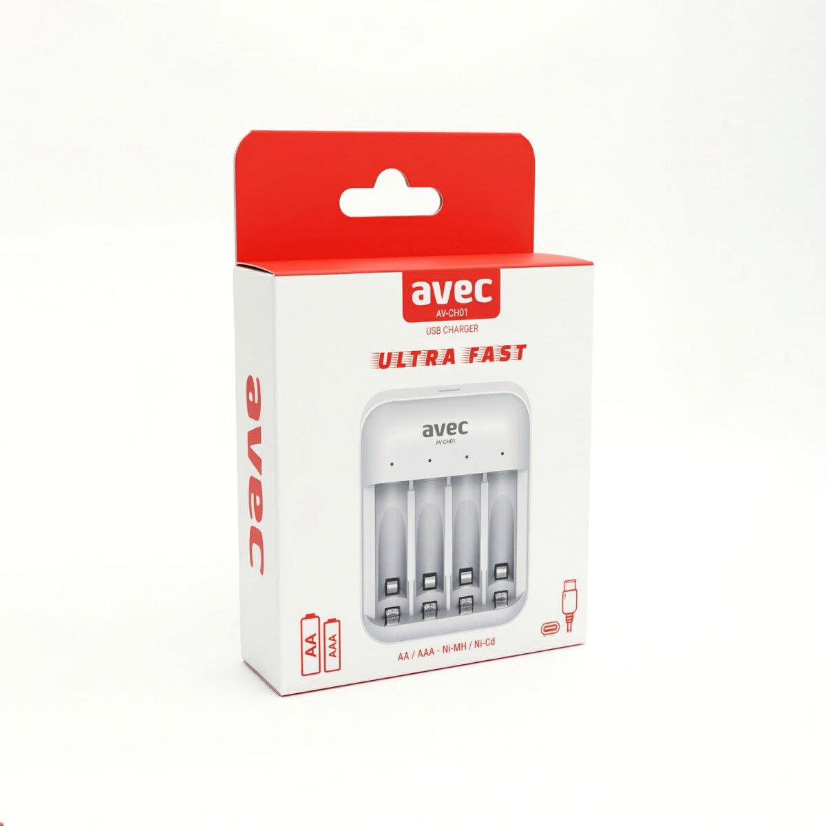 AVEC AV-CH01 USB HIZLI PİL ŞARJ CİHAZI 4LÜ