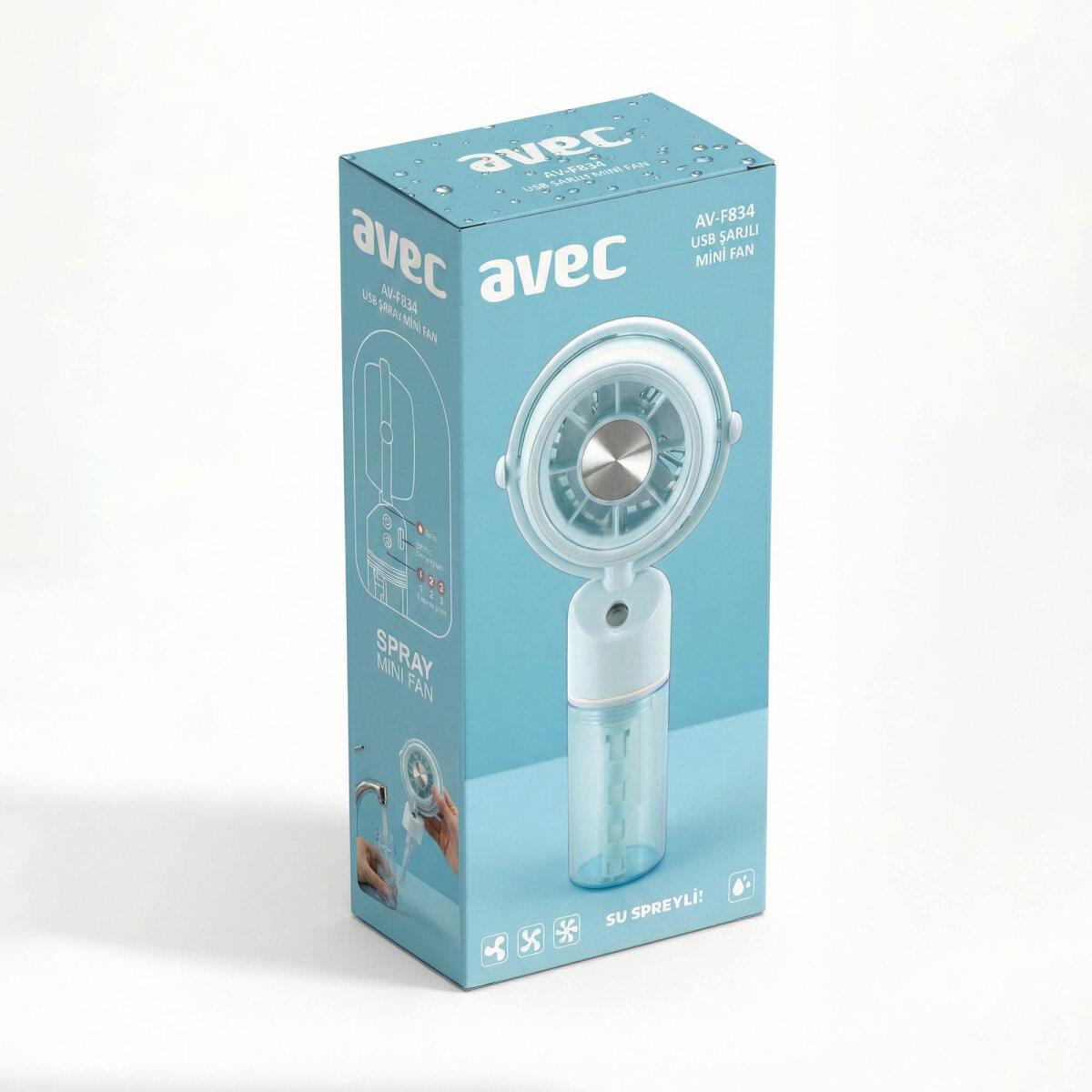 AVEC AV-F834 USB ŞARJLI SU SPREYLİ MİNİ FAN