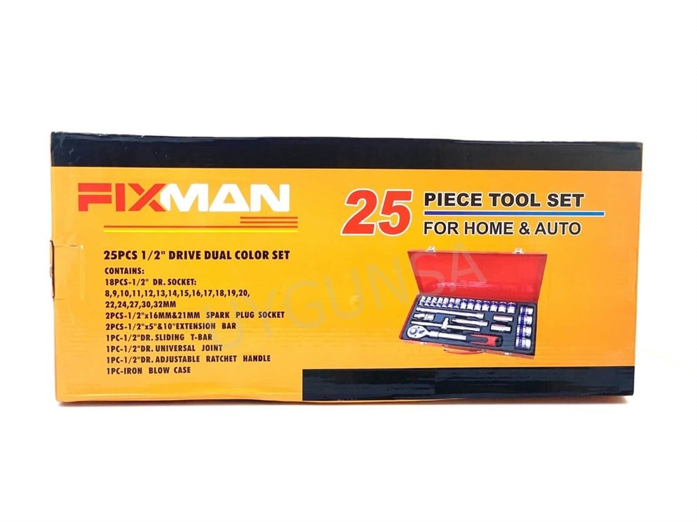 FİXMAN 1/2 25 Parça Lokma Takımı Seti Uzatma Kollu