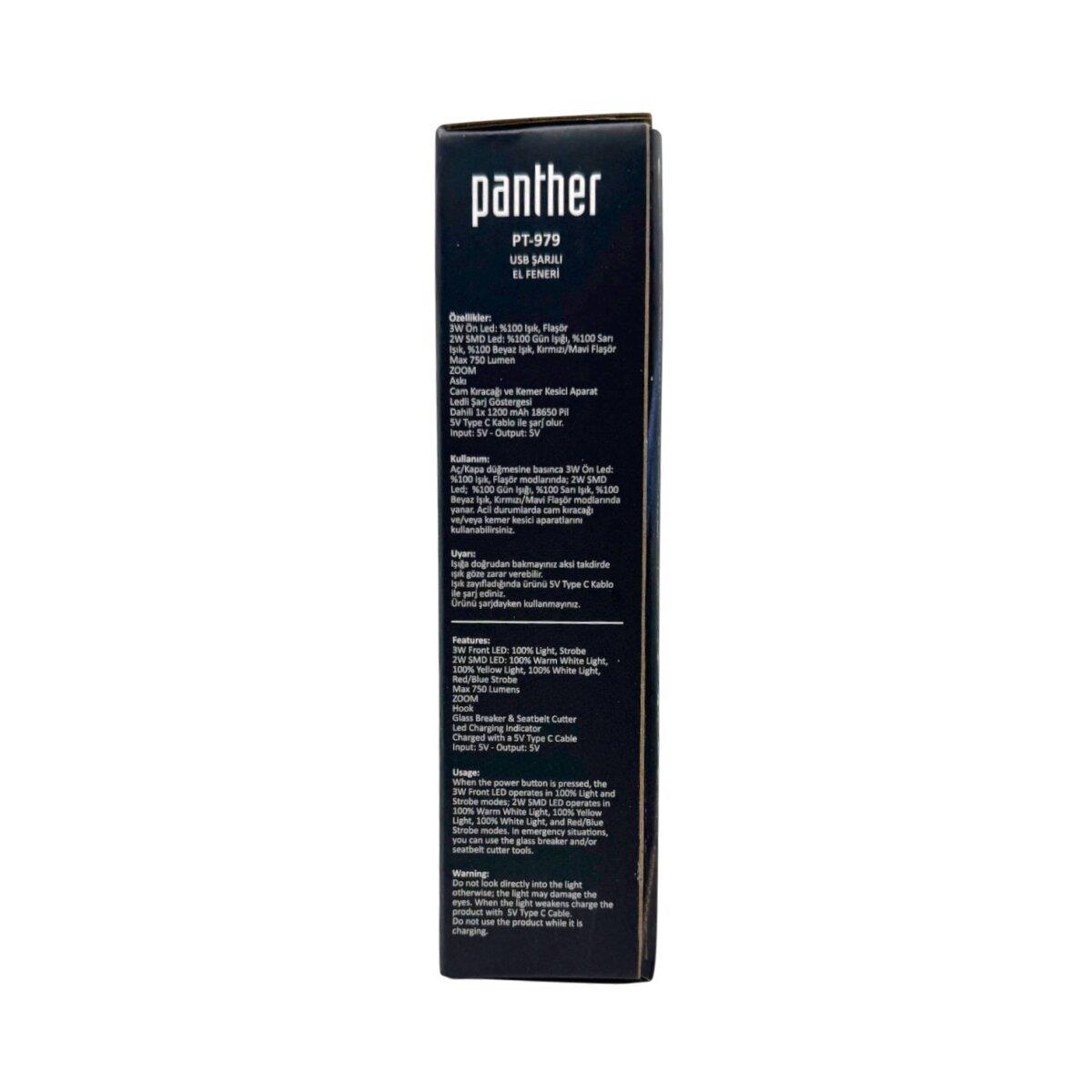 PANTHER PT-979 USB ŞARJLI EL FENERİ