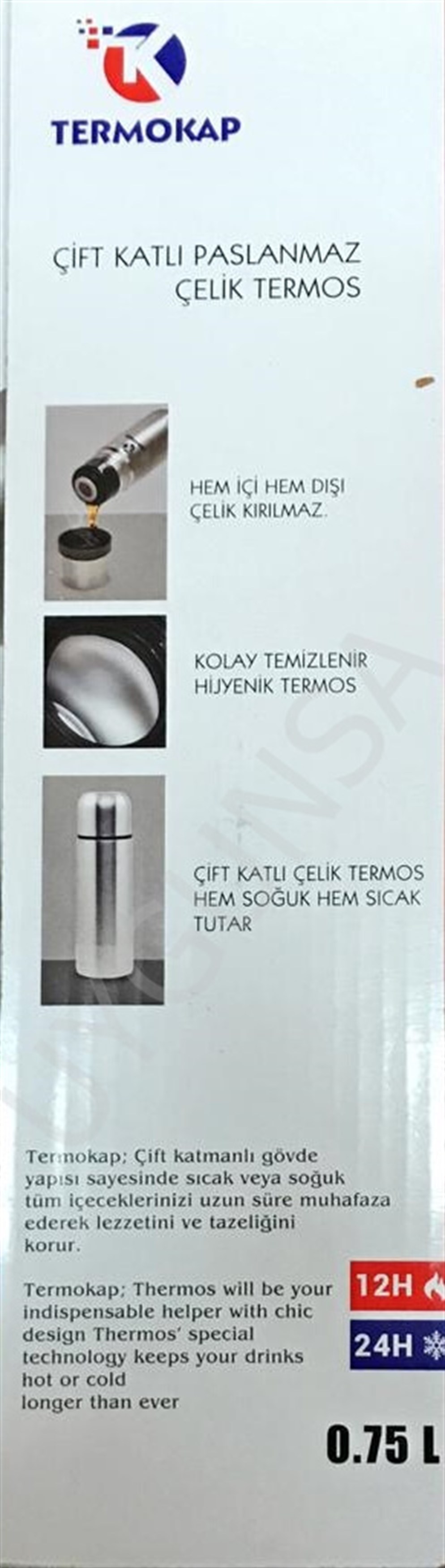 Termokap 0.75 LT Çelik İçecek - Mama Termos KALİTELİ