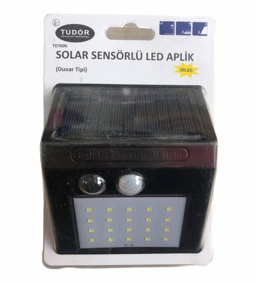 Tudor Solar Sensörlü Güneş Enerjili 20 Led Duvar Lambası Aplik