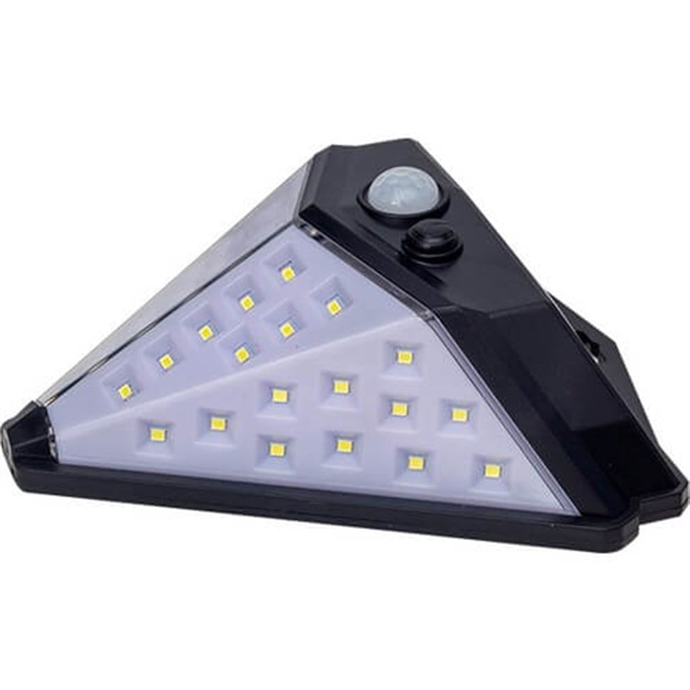 Tudor Solar Sensörlü Güneş Enerjili Üçgen 38 Led Duvar Lambası Aplik