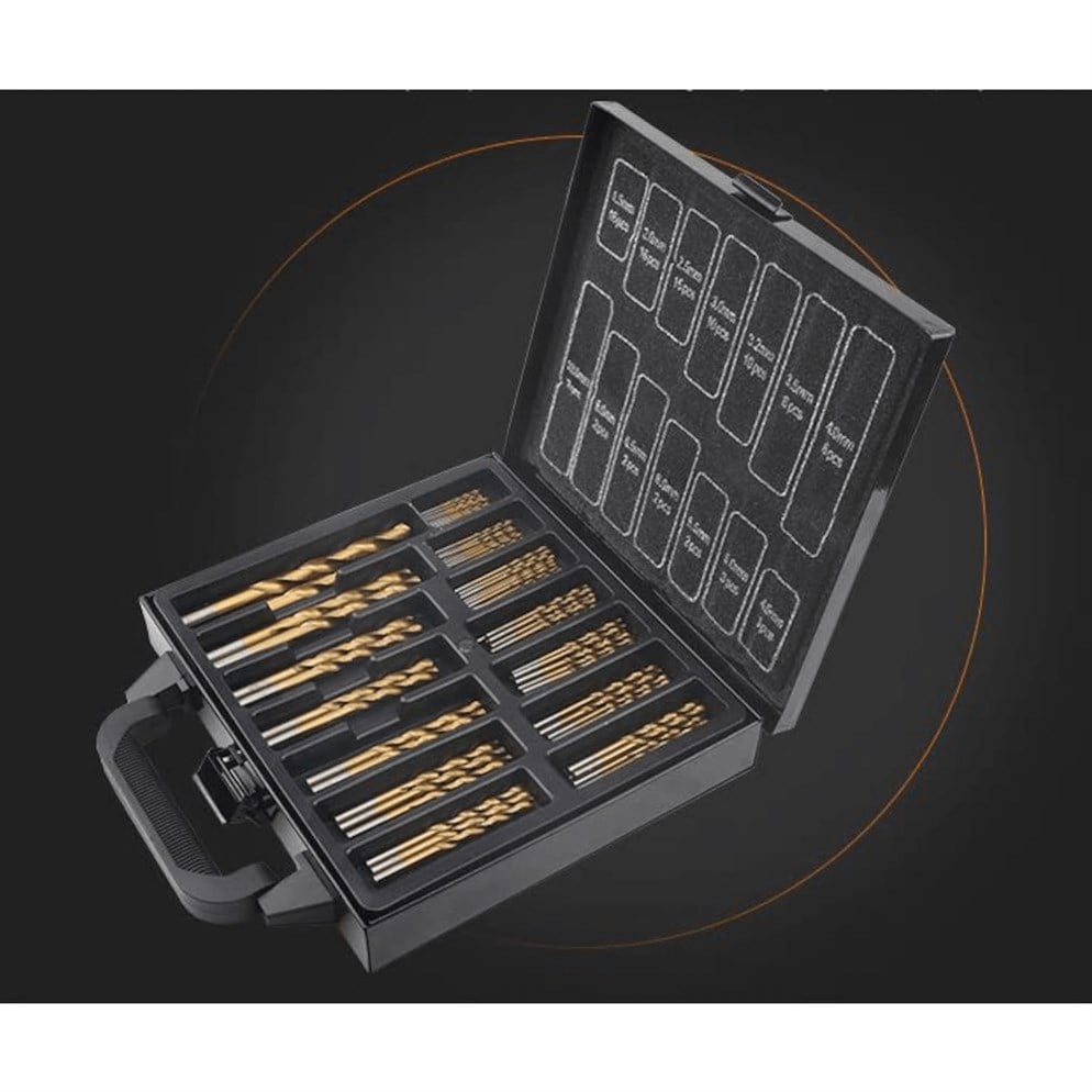 Uygunsa 99 Parça Titanyum HSS Metal  Delme Matkap Uç Seti 1,5mm -10mm