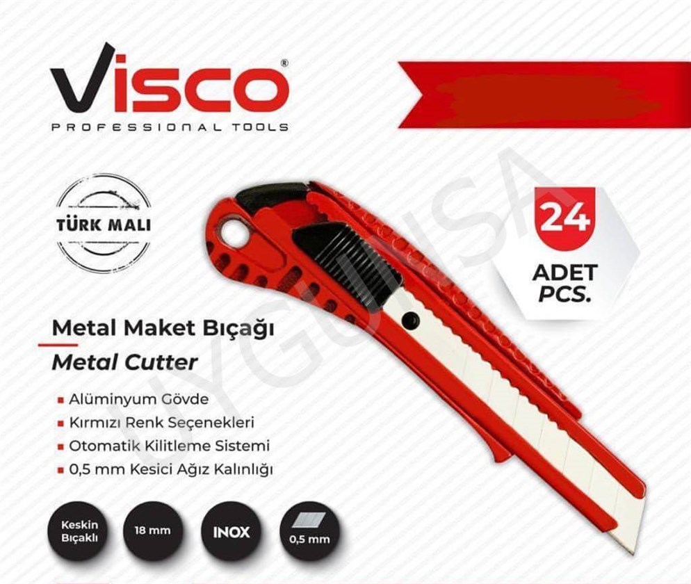 Visco 24 ADET Metal Maket Bıçak Falçata - 0.5 MM Kaliteli Bıçak Ucu