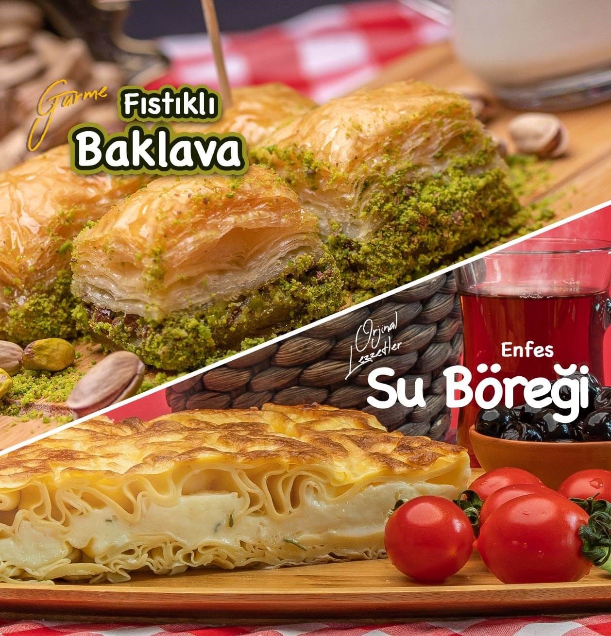 1kg Fıstıklı Baklava + 1 kg Su Böreği