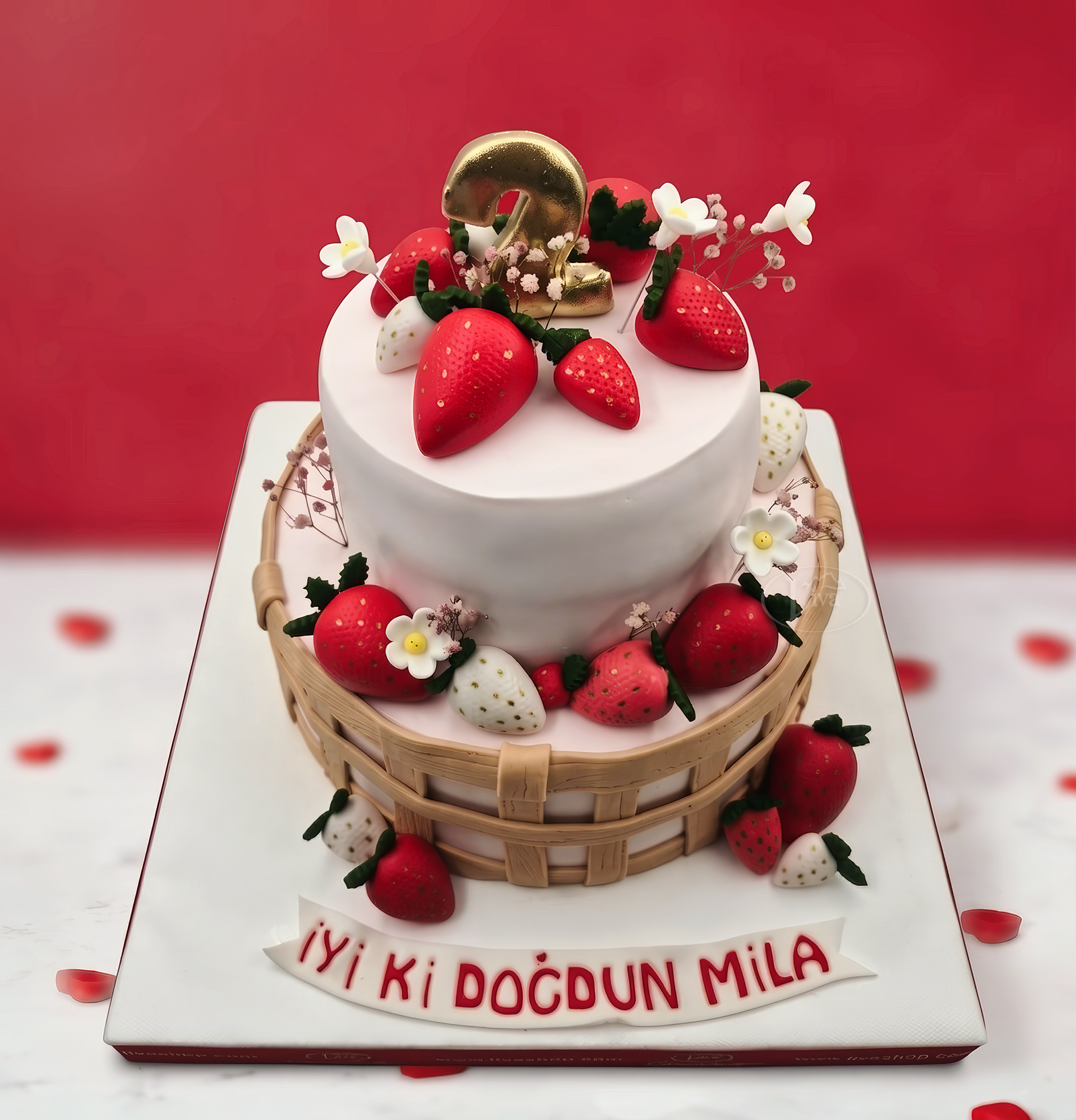 Çilekli Lezzet Sepeti Özel Pasta
