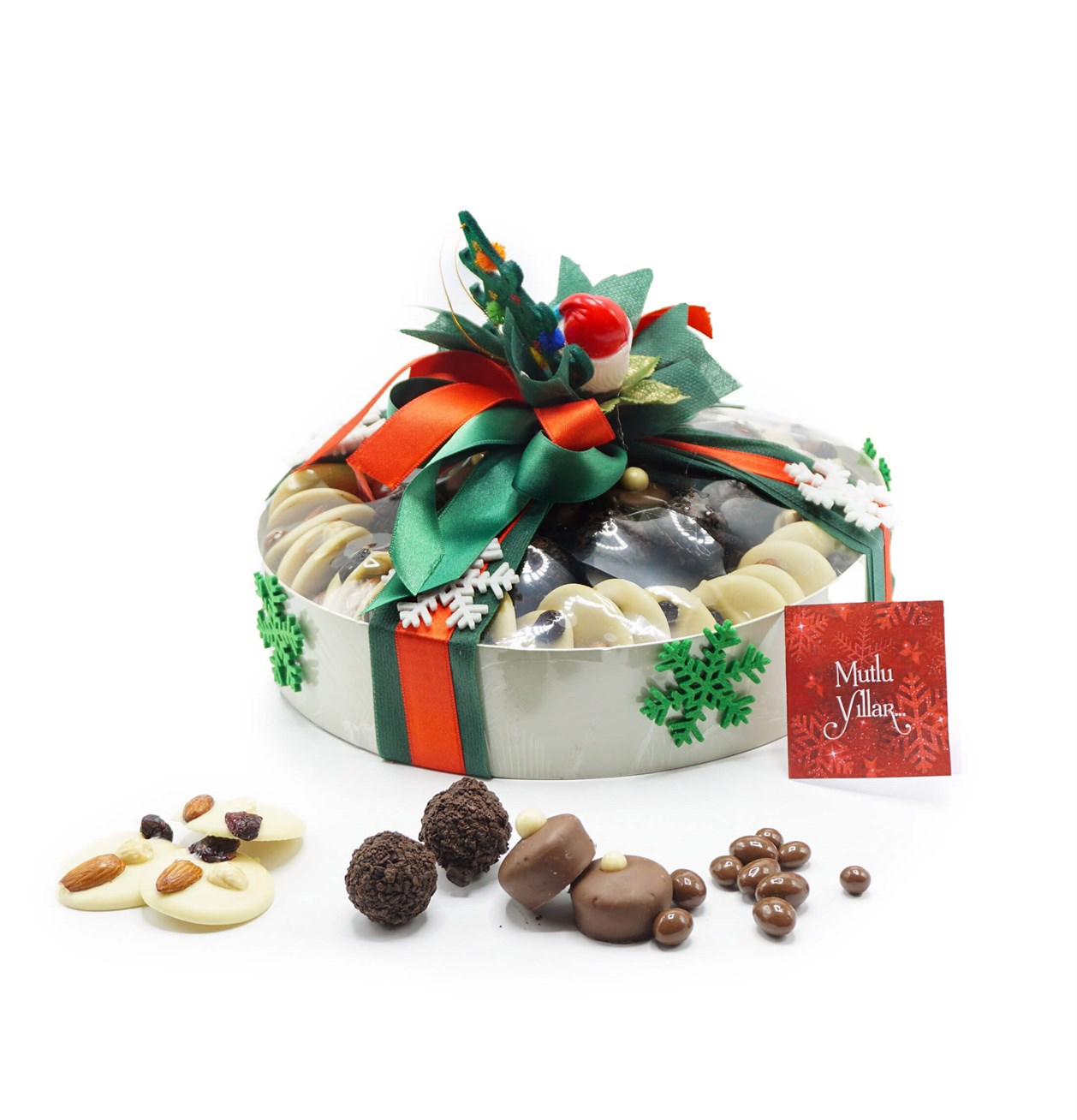 Liva Yılbaşı Yuvarlak Kutuda Kuruyemişli Çikolata Küçük