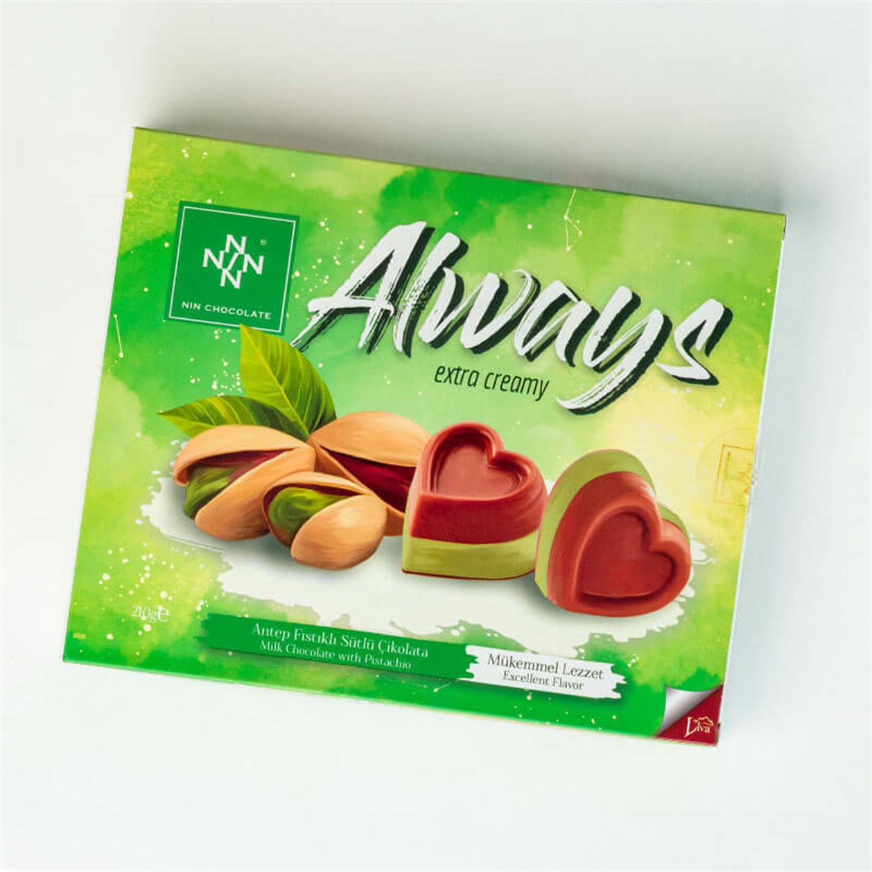 NiN Chocolate Always Antep Fıstıklı Sütlü Çikolata 