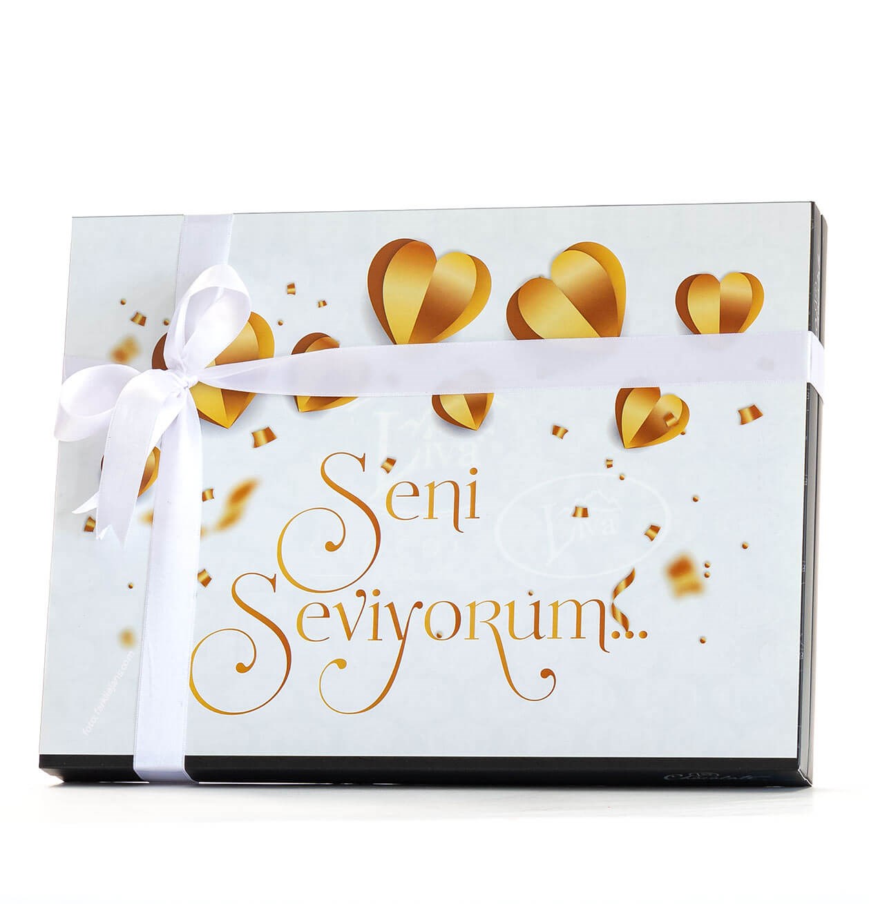 Sevgililer Günü Çikolatası Seni Seviyorum Baskılı Çikolata Renkli Yaldızlı Orta boy