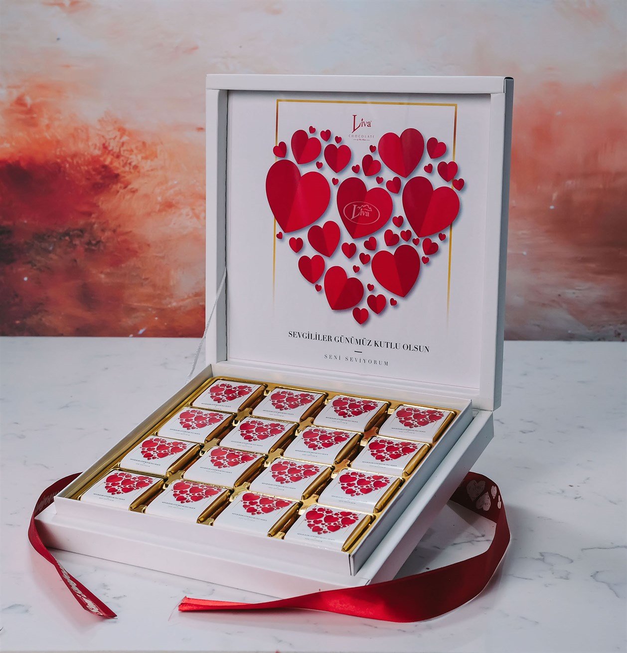 Uçan Kalpler Sargılı Madlen Çikolata 48'li Paket
