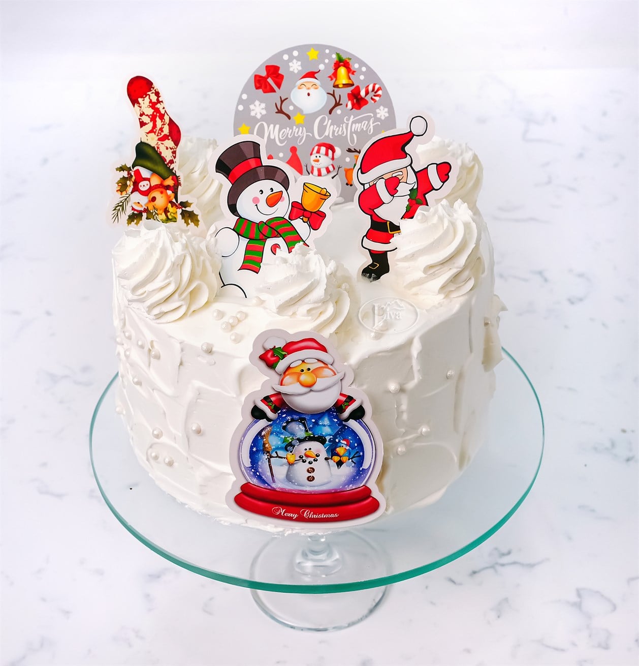 Yılbaşı Kremalı Noel Baba Süslü Pasta