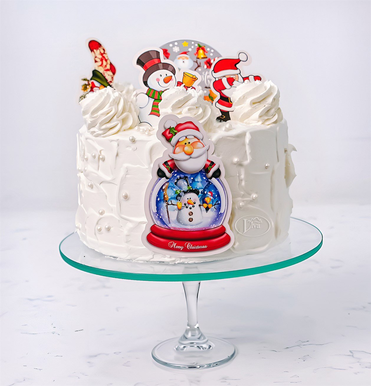 Yılbaşı Kremalı Noel Baba Süslü Pasta