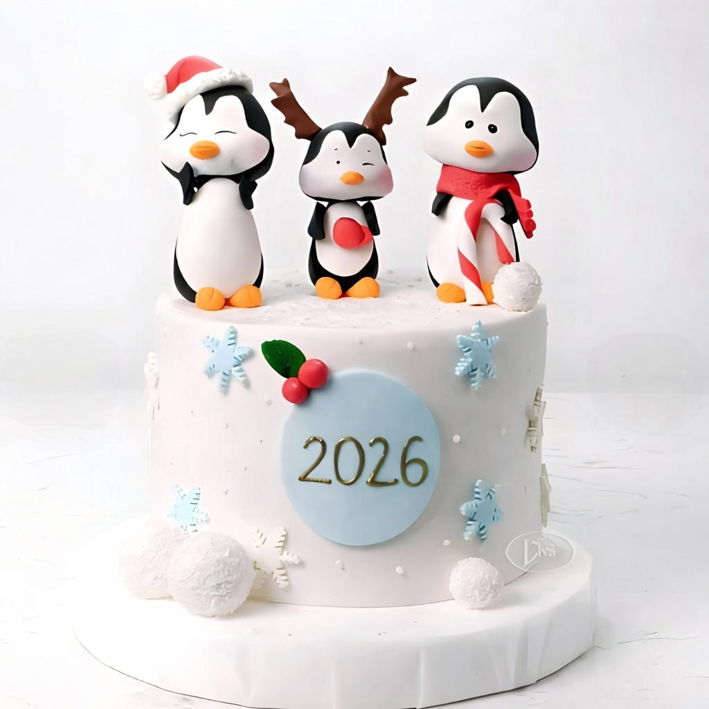 Yılbaşı Üç Tatlı Penguen Özel Pasta