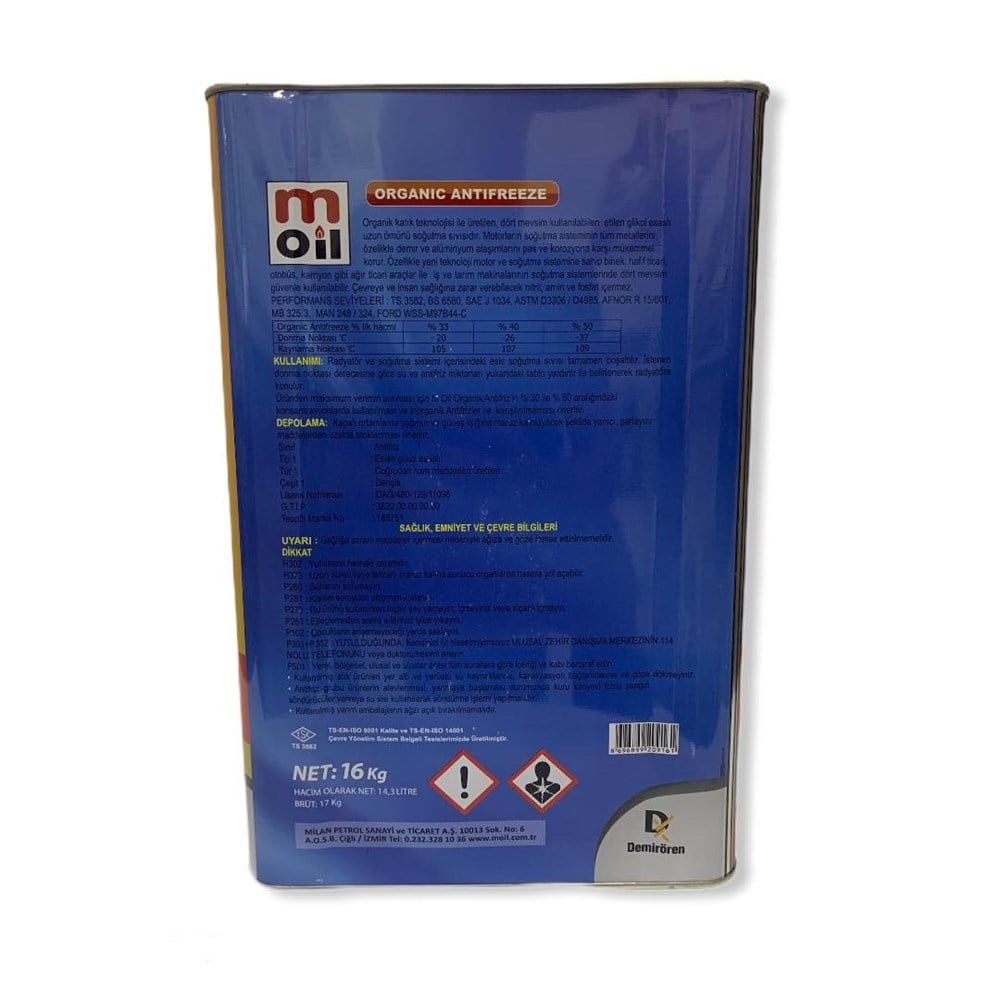 Moil Organik Antifreeze 16kg teneke