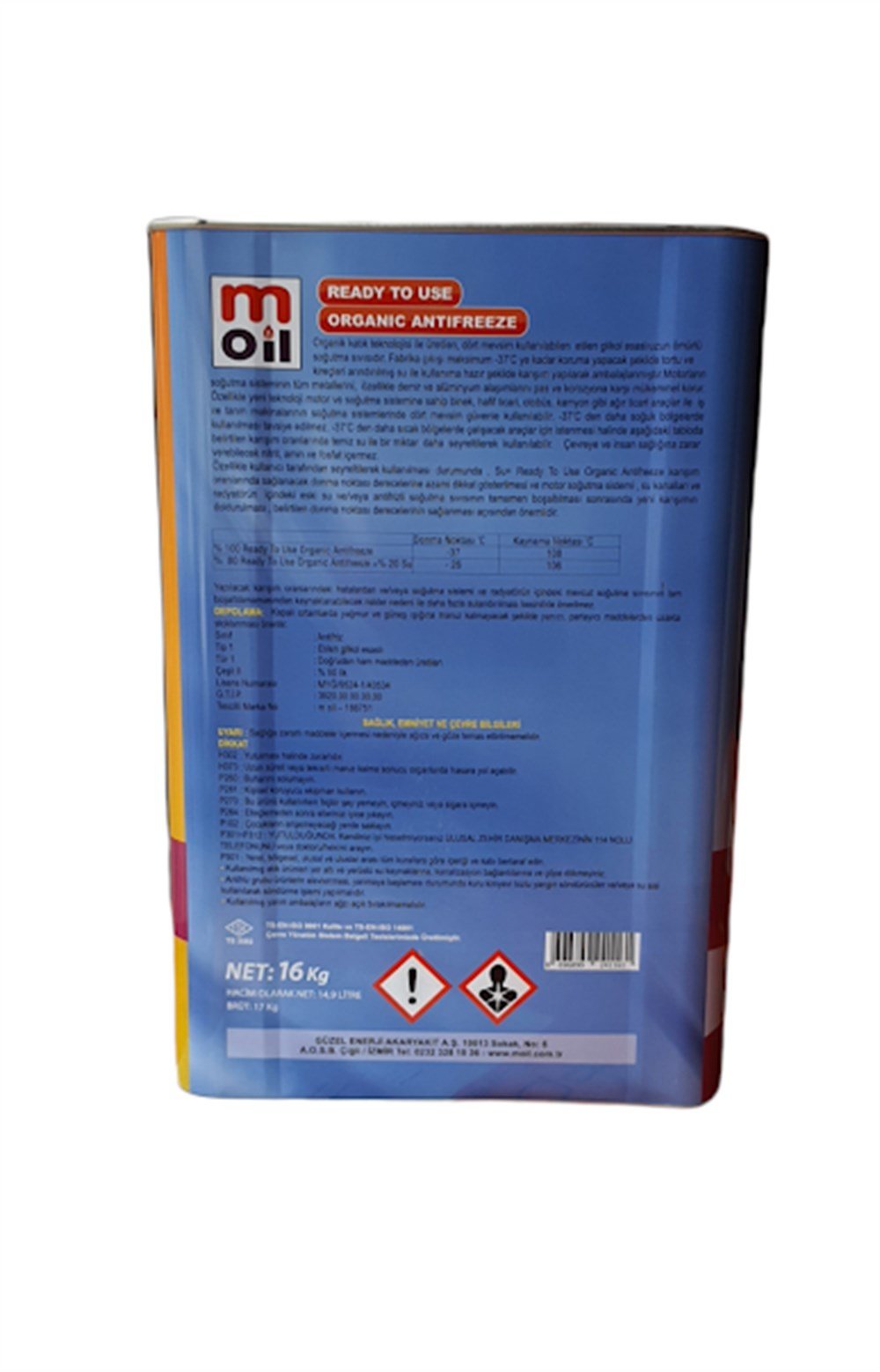Moil Ready To Use Organic Antifriz 16 kg teneke ( Kullanıma Hazır / Kırmızı )