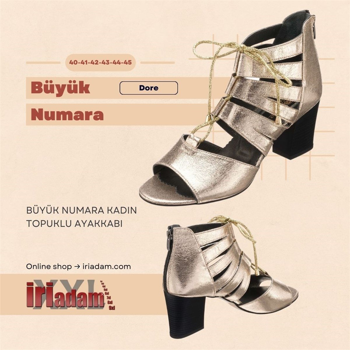 45 Numara 46 numara 47 Numara 48 numara 49 numara 50 numara Abiye Büyük Numara Kadın Ayakkabı ND1710 Dore