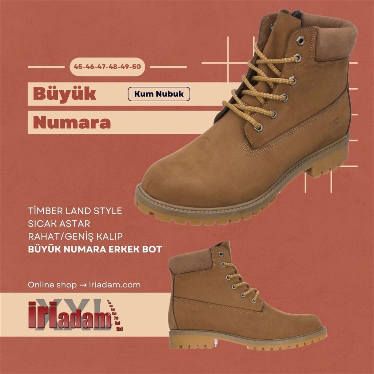 kum nubuk032, 45 46 47 48 49 50 numara erkek bot, deri kışlık ve su geçirmez büyük numara erkek bot, İriadam geniş kalıp kaliteli bot modelleri, uygun fiyat