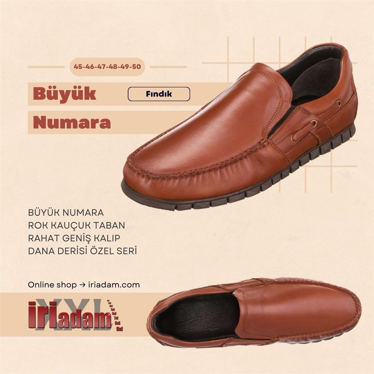 45 Numara 46 numara 47 Numara 48 numara 49 numara 50 numara Büyük Numara Erkek Ayakkabı AG2000 ROK Fındık