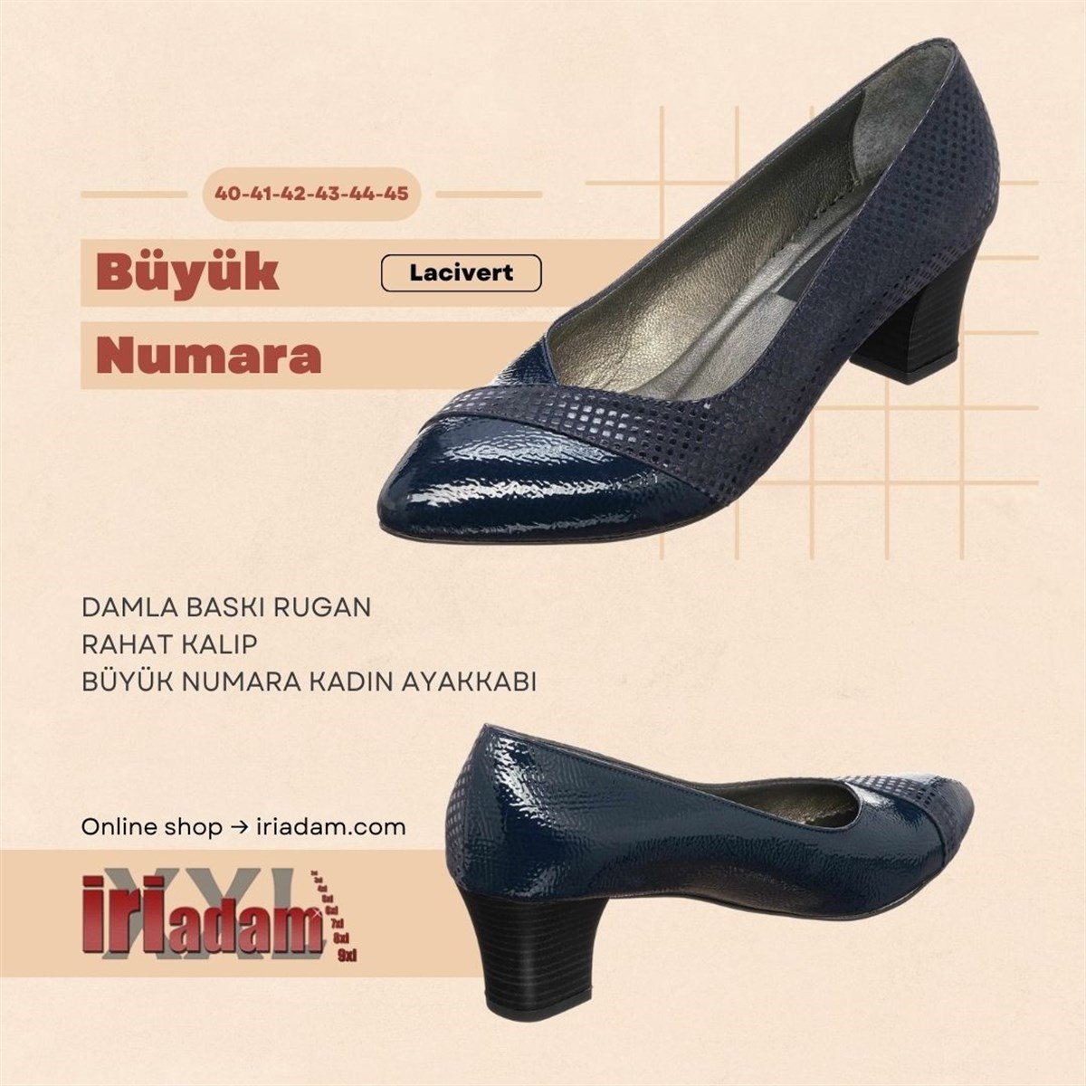 Lacivert256, iriadam, 40 41 42 43 44 numara kadın kısa topuk ayakkabı, büyük numara topuklu uygun fiyat kadın ayakkabı, büyük numara kadın 5 pont kısa topuk günlük ayakkabı, büyük beden geniş kalıp kaliteli kadın bayan topuklu ayakkabı,