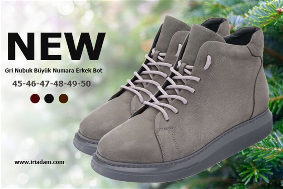 45 Numara 46 numara 47 Numara 48 numara 49 numara 50 numara Büyük Numara Erkek Bot MHG201 Gri