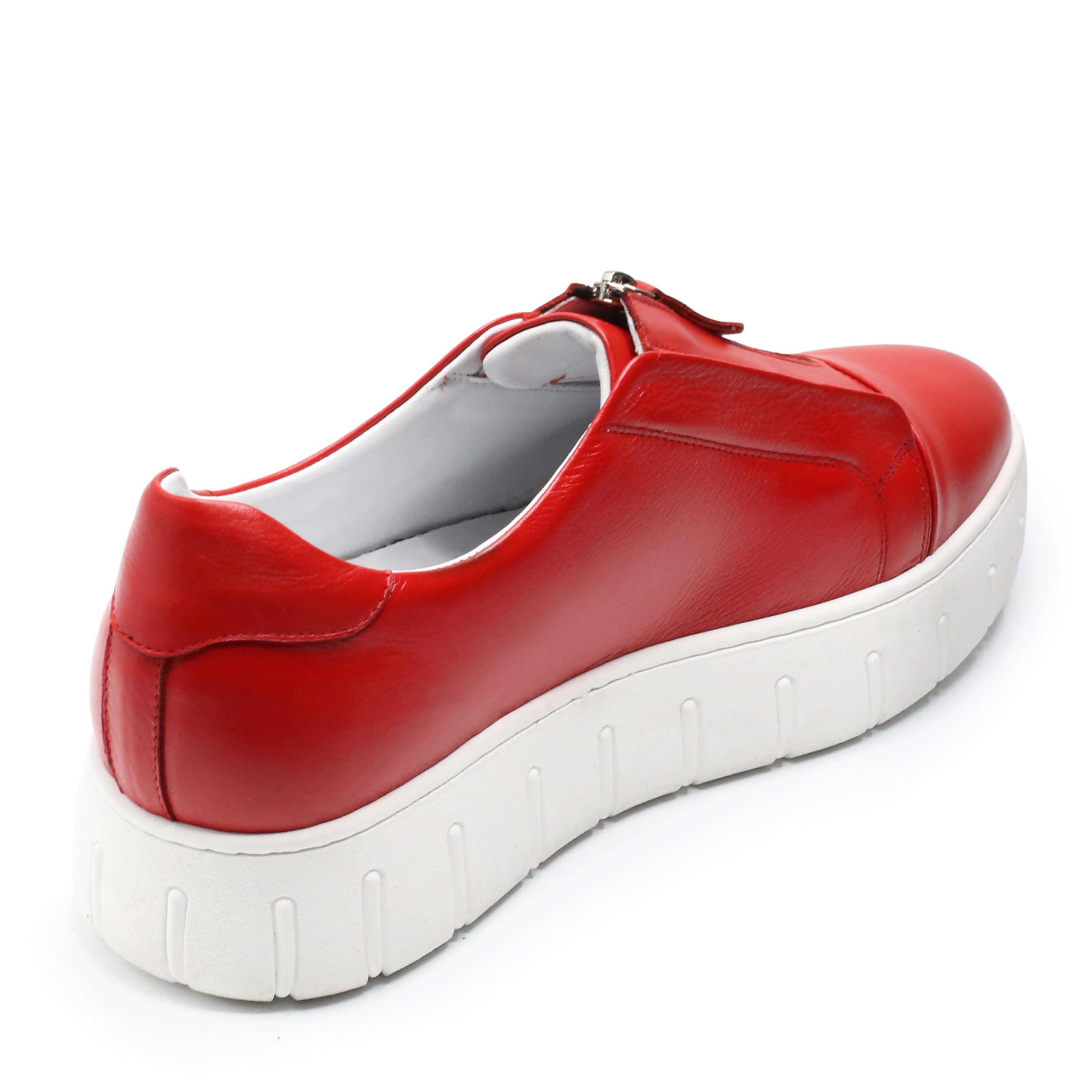 Deri Spor Ayakkabı  CK01 Kırmızı Deri Gündelik spor ayakkabı rahat geniş kalıp yeni sezon  - İRİADAM.com 