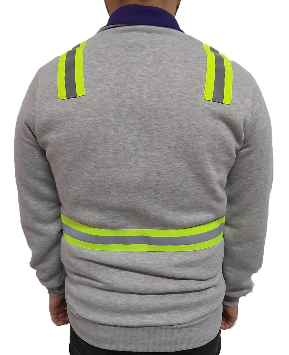 Dik Yaka Reflektörlü Grimelanj Sweatshirt