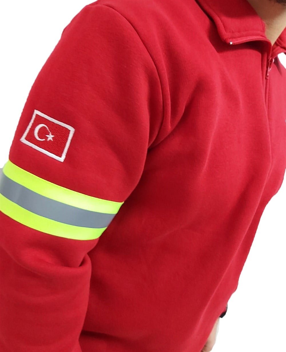 Dik Yaka Reflektörlü Sweatshirt