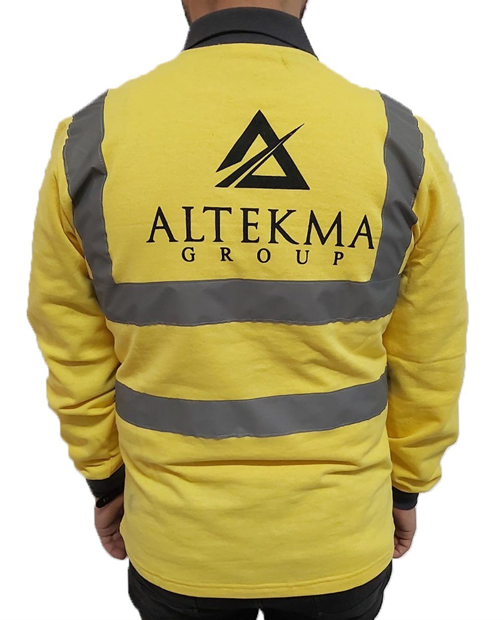 Reflektörlü Polo Yaka Uzun Kol Tshirt