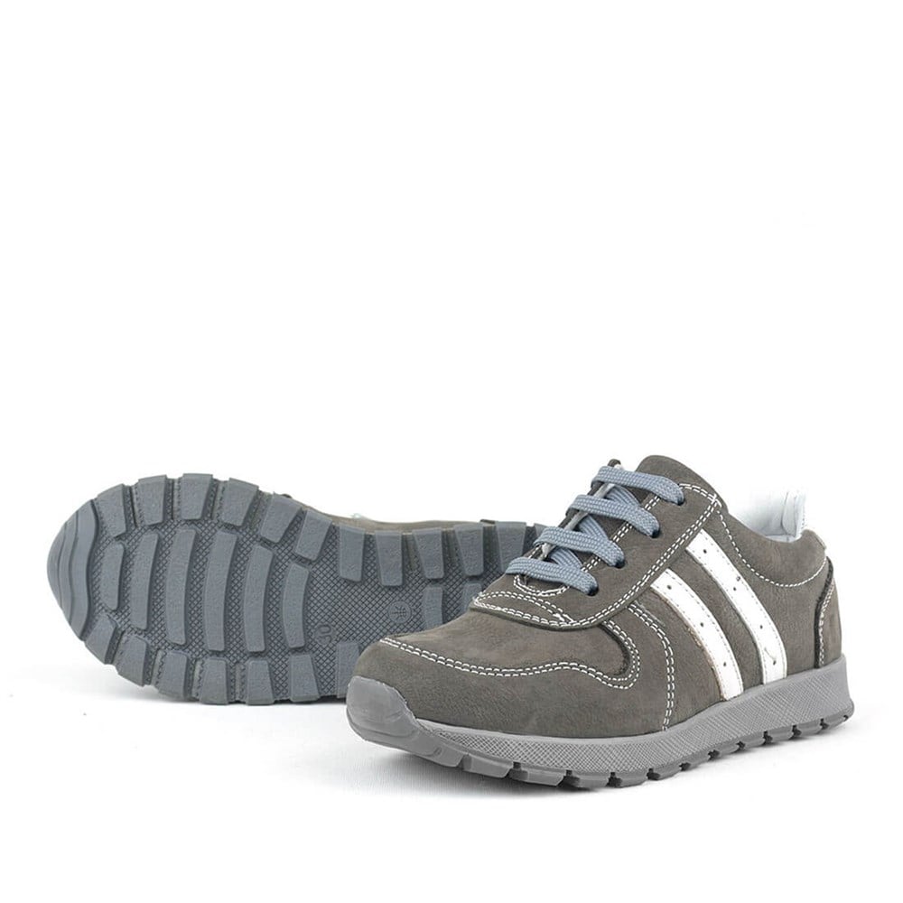 Hakiki Deri Gri Spor Ayakkabı Sneaker