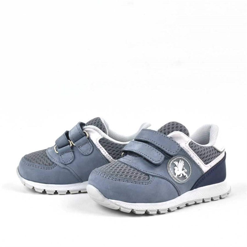 Hakiki Deri Gri Cırtlı Erkek Bebek Spor Ayakkabı