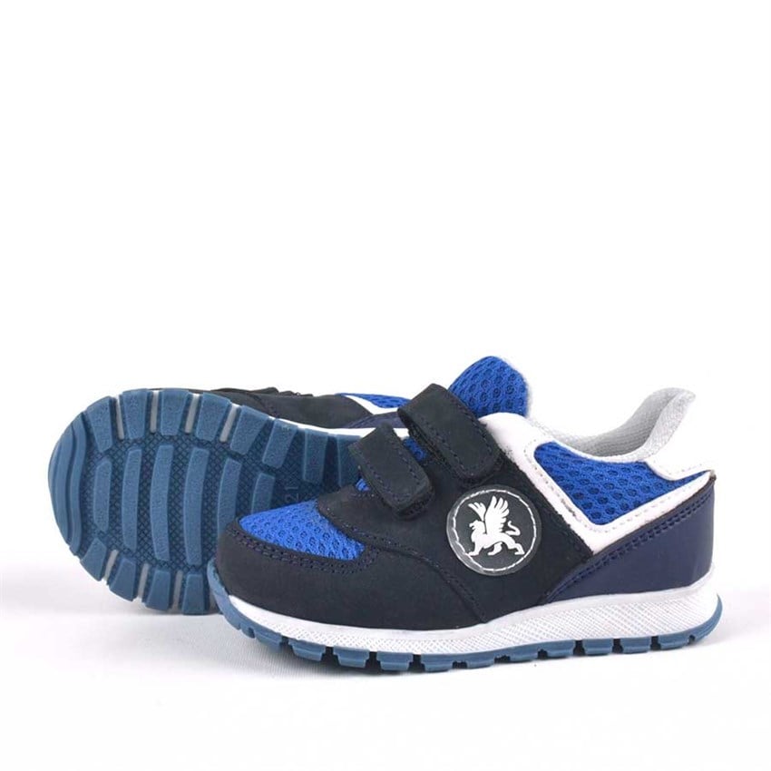 Hakiki Deri Lacivert Cırtlı Erkek Bebek Spor Ayakkabı