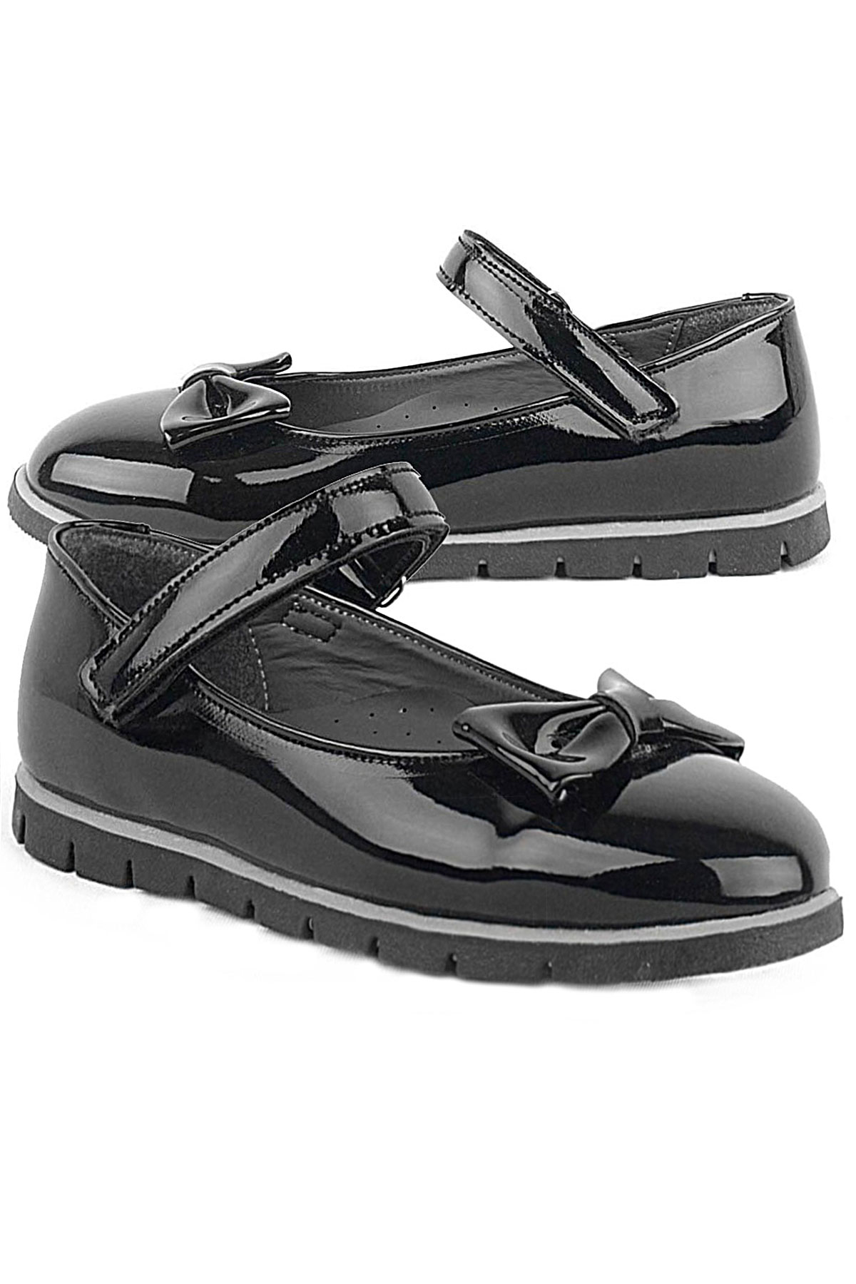 Rakerplus Siyah Rugan Fiyonklu Cırtlı Kız Çocuk Babet