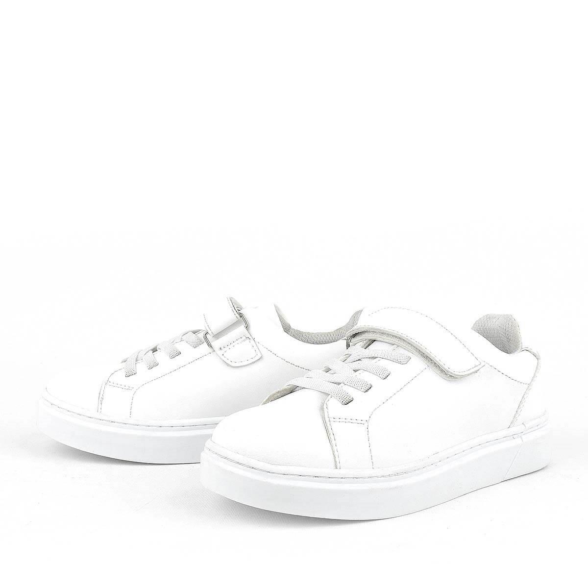 Rakerplus Beyaz Cırtlı Bağcıklı Çocuk Sneakers