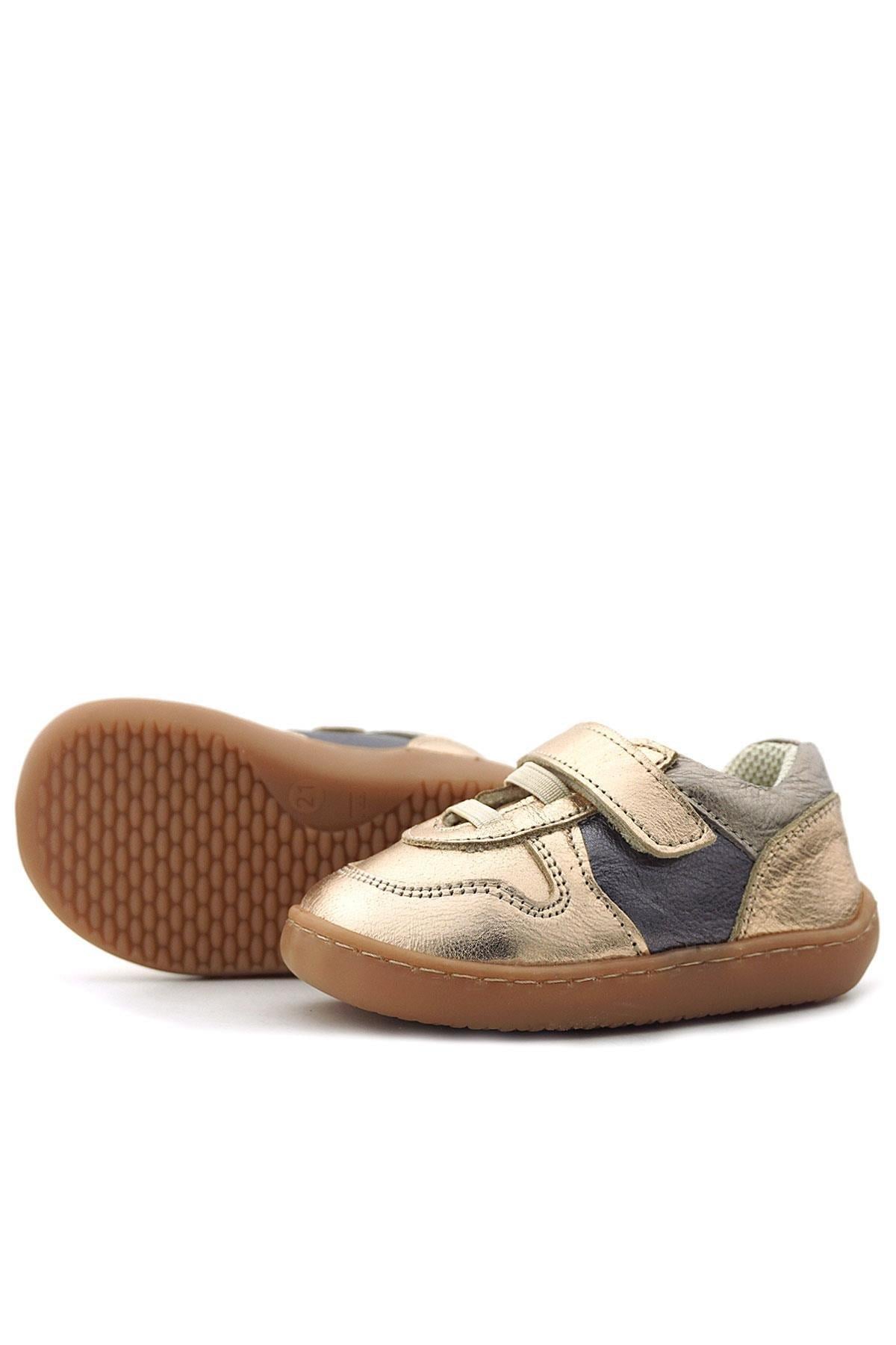 Rakerplus Bob Hakiki Deri Bakır Barefoot Cırtlı Lastikli Bebek Sneaker Ayakkabı