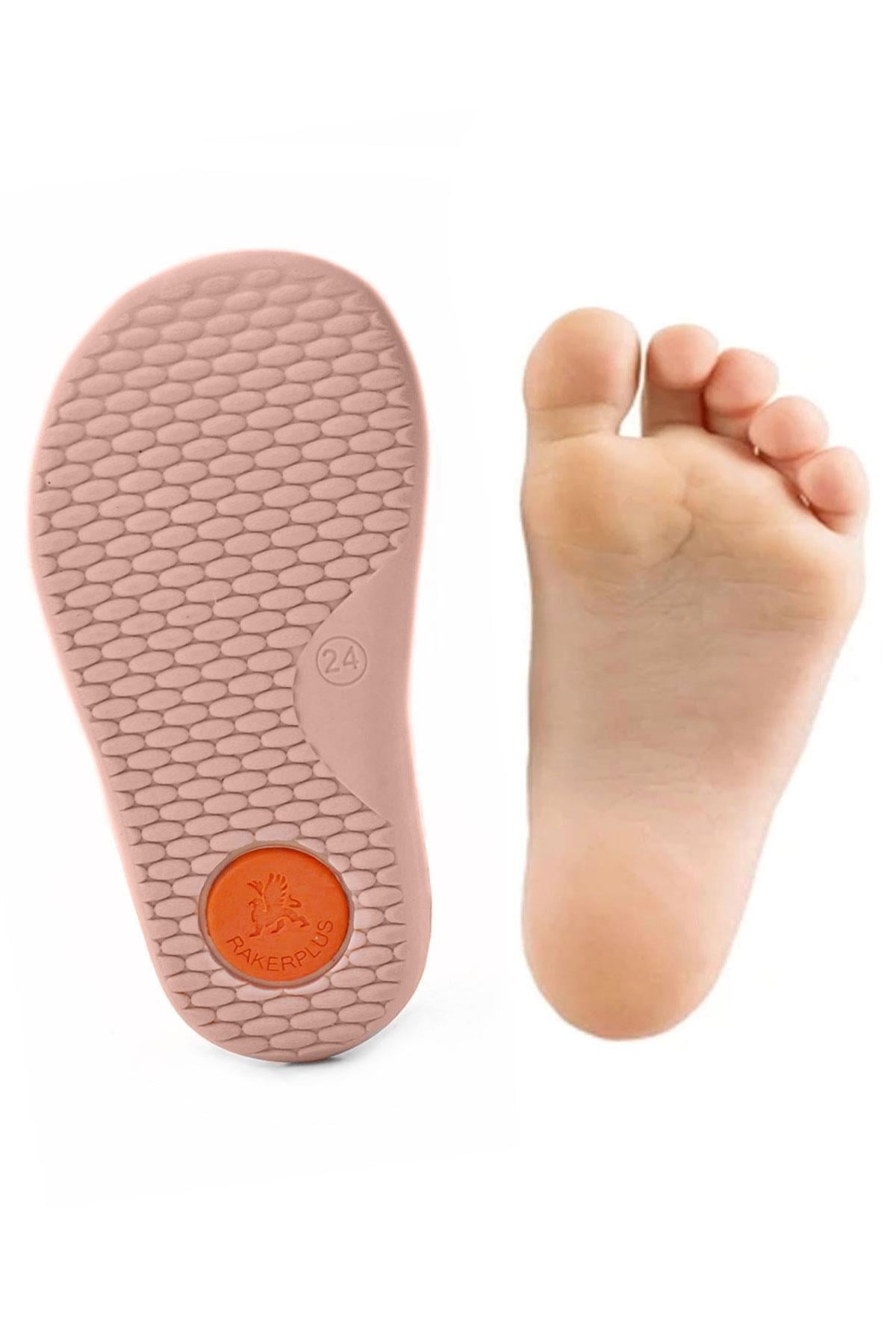 Rakerplus Bob Hakiki Deri Mor Pembe Barefoot Cırtlı Lastikli Bebek Sneaker Ayakkabı