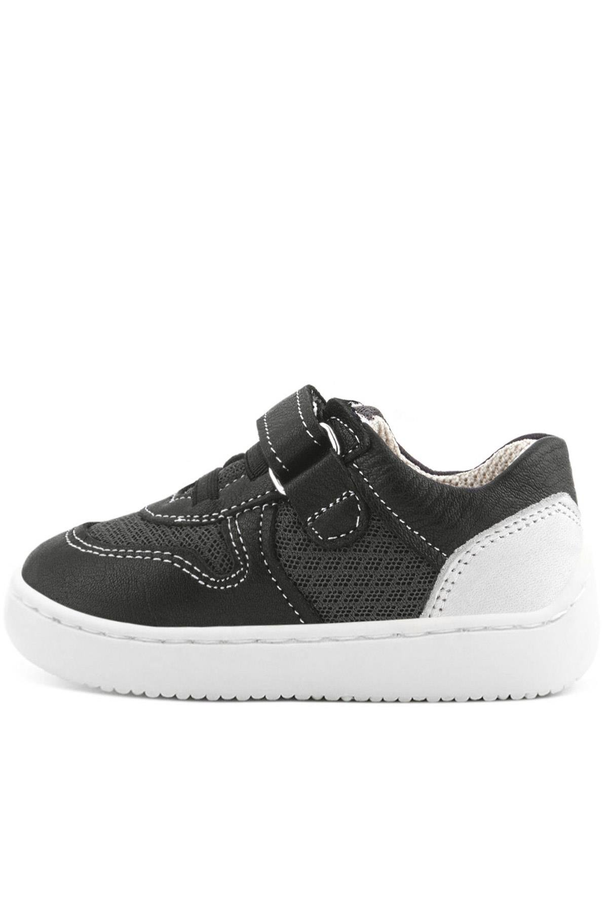 Rakerplus Bob Hakiki Deri Siyah Barefoot Cırtlı Lastikli Bebek Sneaker Ayakkabı