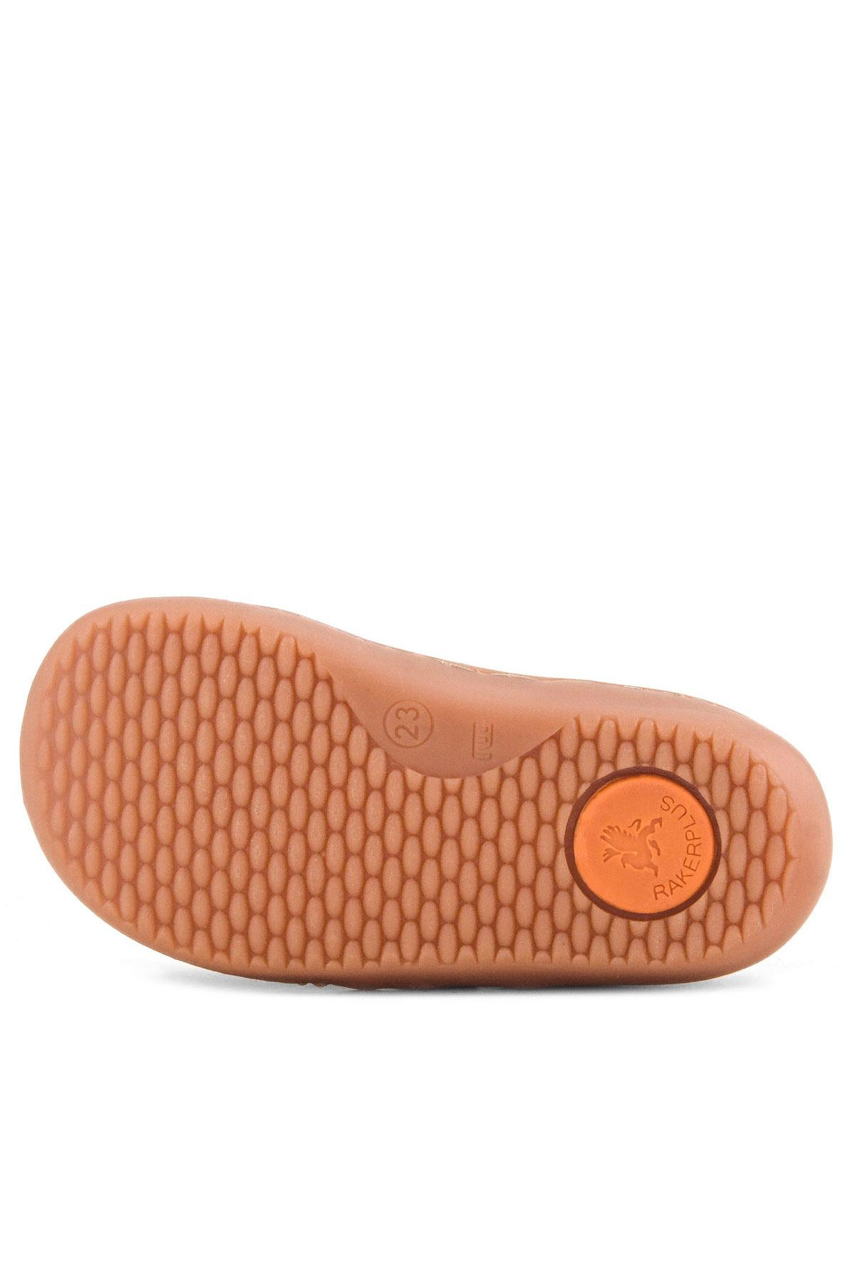 Rakerplus Bob Hakiki Deri Taba Krem Barefoot Cırtlı Lastikli Bebek Sneaker Ayakkabı