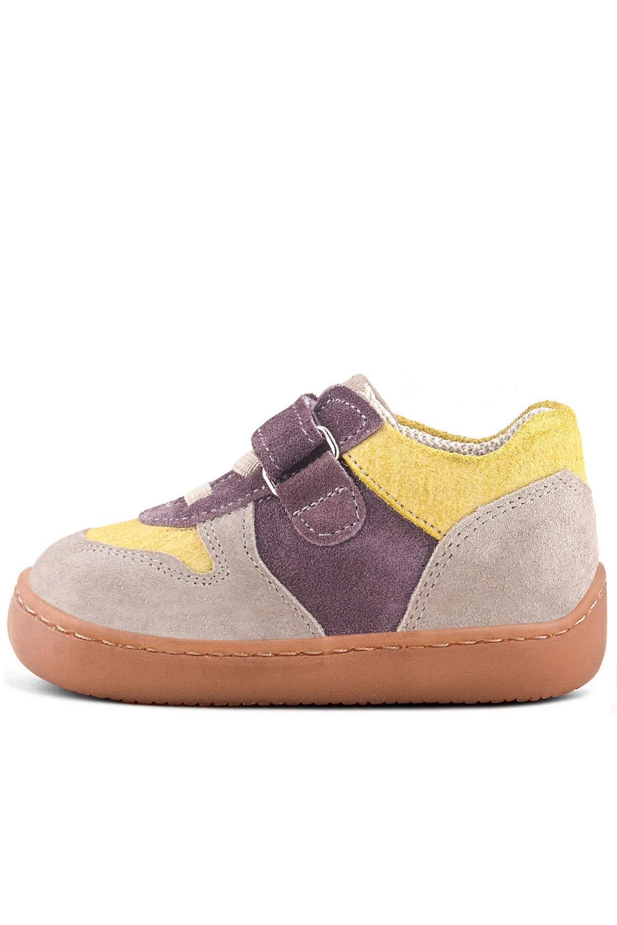 Rakerplus Bob Hakiki Deri Vizon Sarı Barefoot Cırtlı Lastikli Bebek Sneaker Ayakkabı