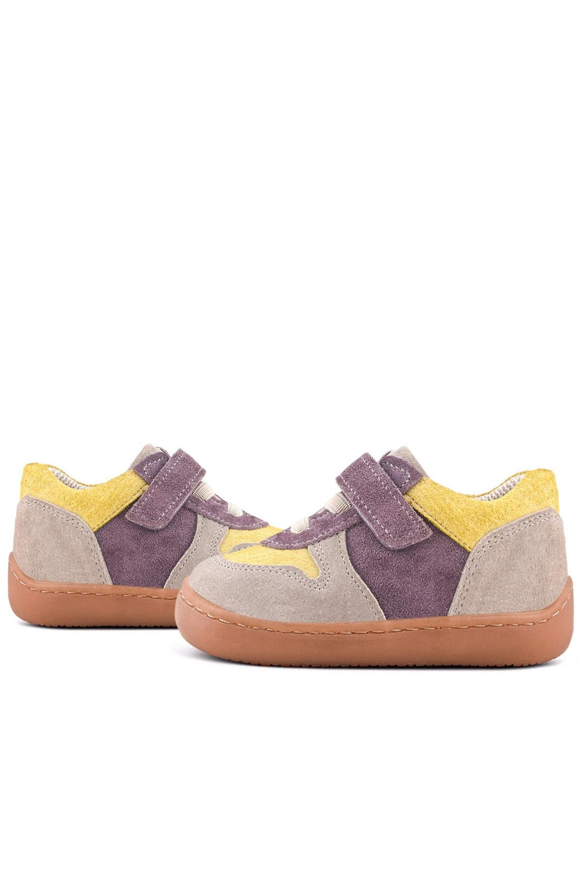 Rakerplus Bob Hakiki Deri Vizon Sarı Barefoot Cırtlı Lastikli Bebek Sneaker Ayakkabı