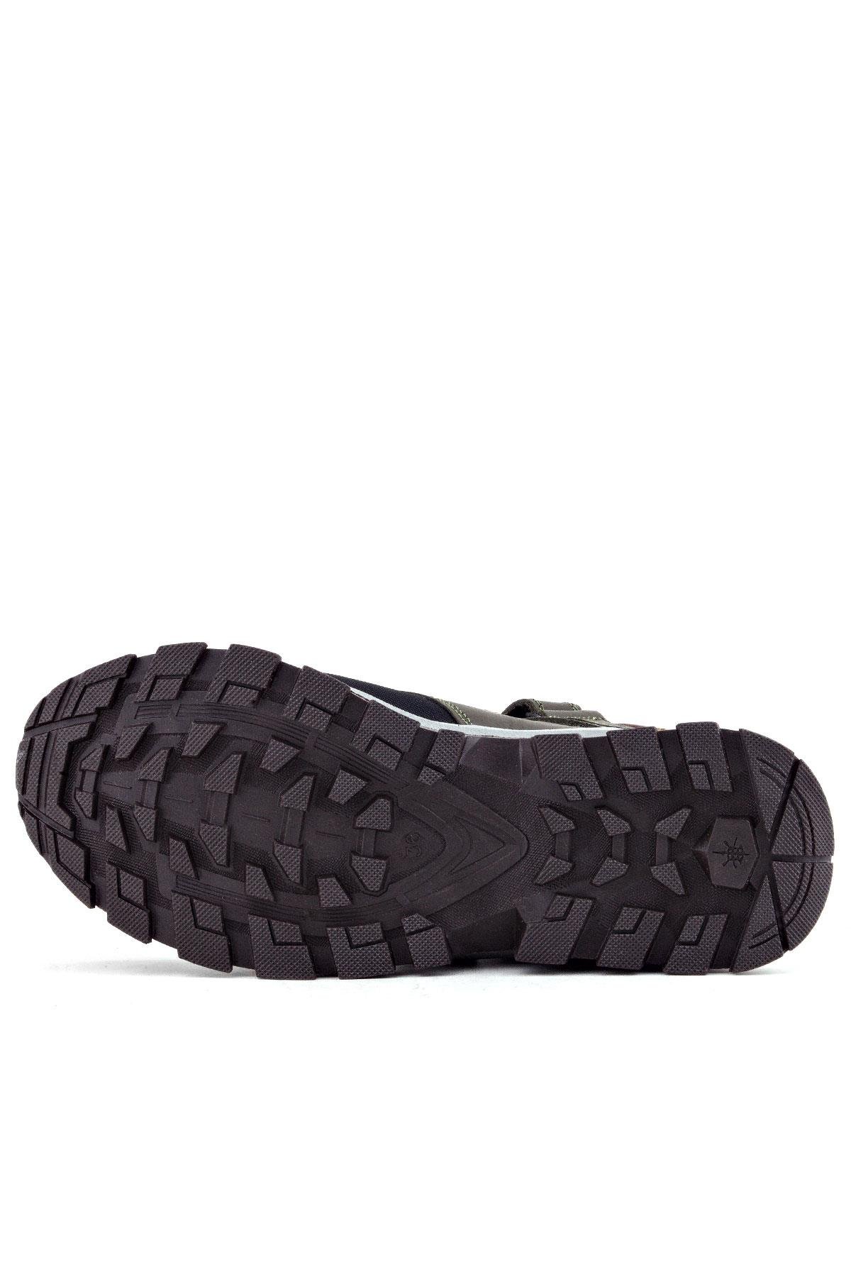 Rakerplus Trekking Hakiki Deri Haki Yeşil Sarı Cırt Cırtlı Erkek Çocuk Bot