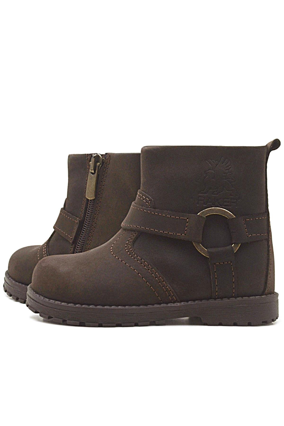 Rakerplus Chiron Hakiki Deri Fermuarlı Kışlık Çocuk Botu