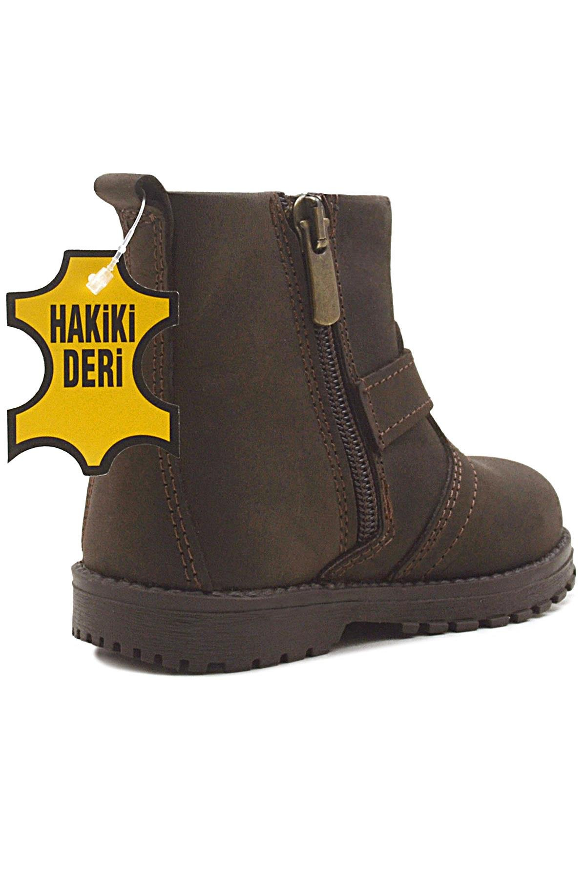 Rakerplus Chiron Hakiki Deri Fermuarlı Kışlık Çocuk Botu
