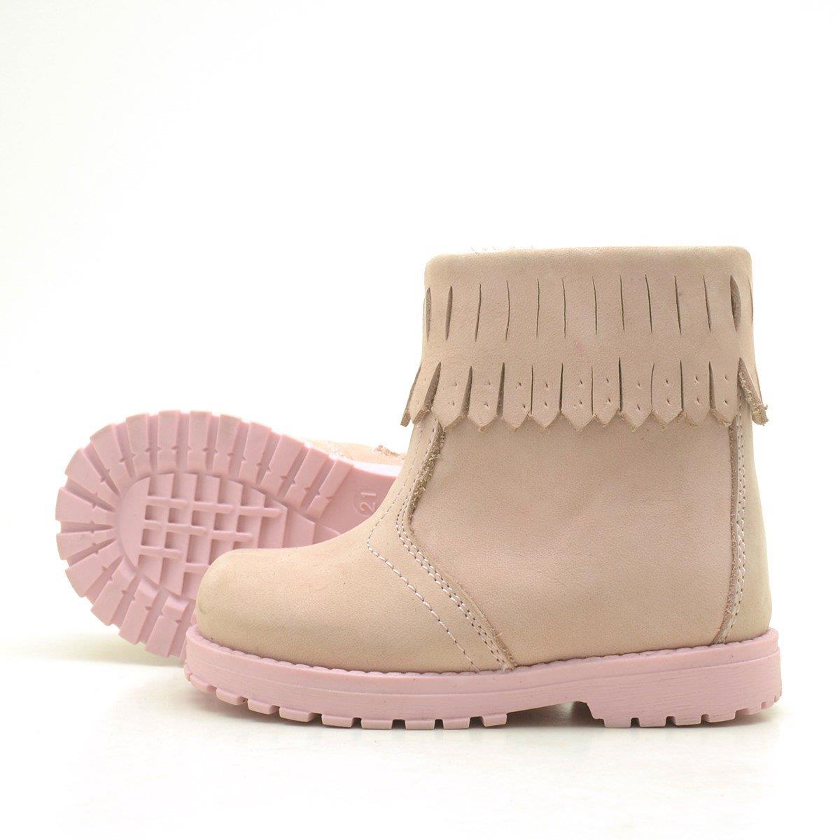 Rakerplus Chiron Hakiki Deri Pembe Fermuarlı Kız Çocuk Bot Çizme