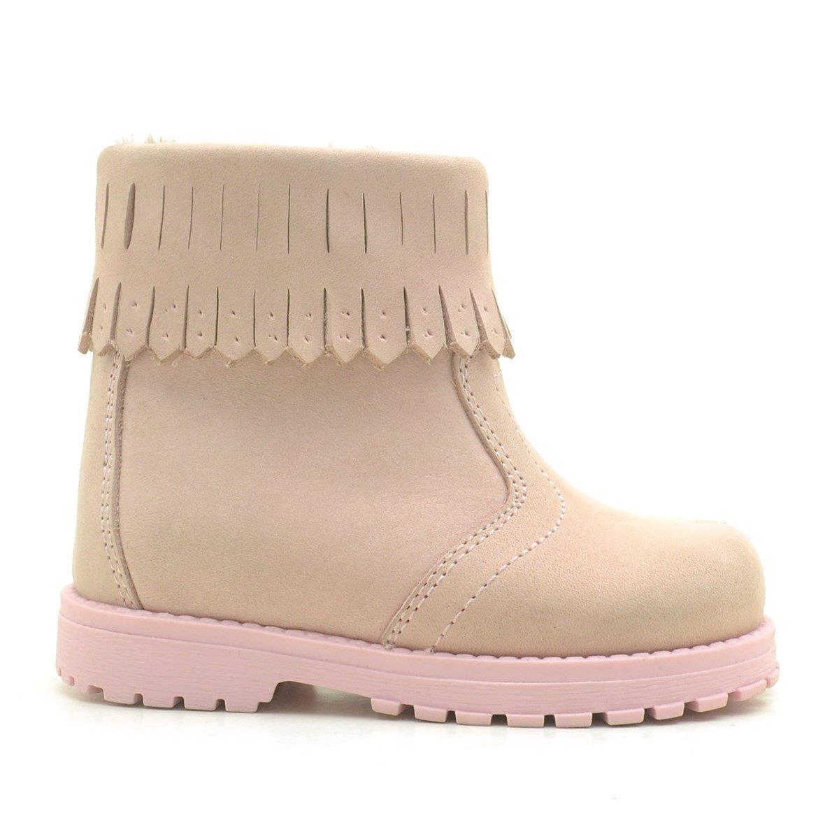 Rakerplus Chiron Hakiki Deri Pembe Fermuarlı Kız Çocuk Bot Çizme