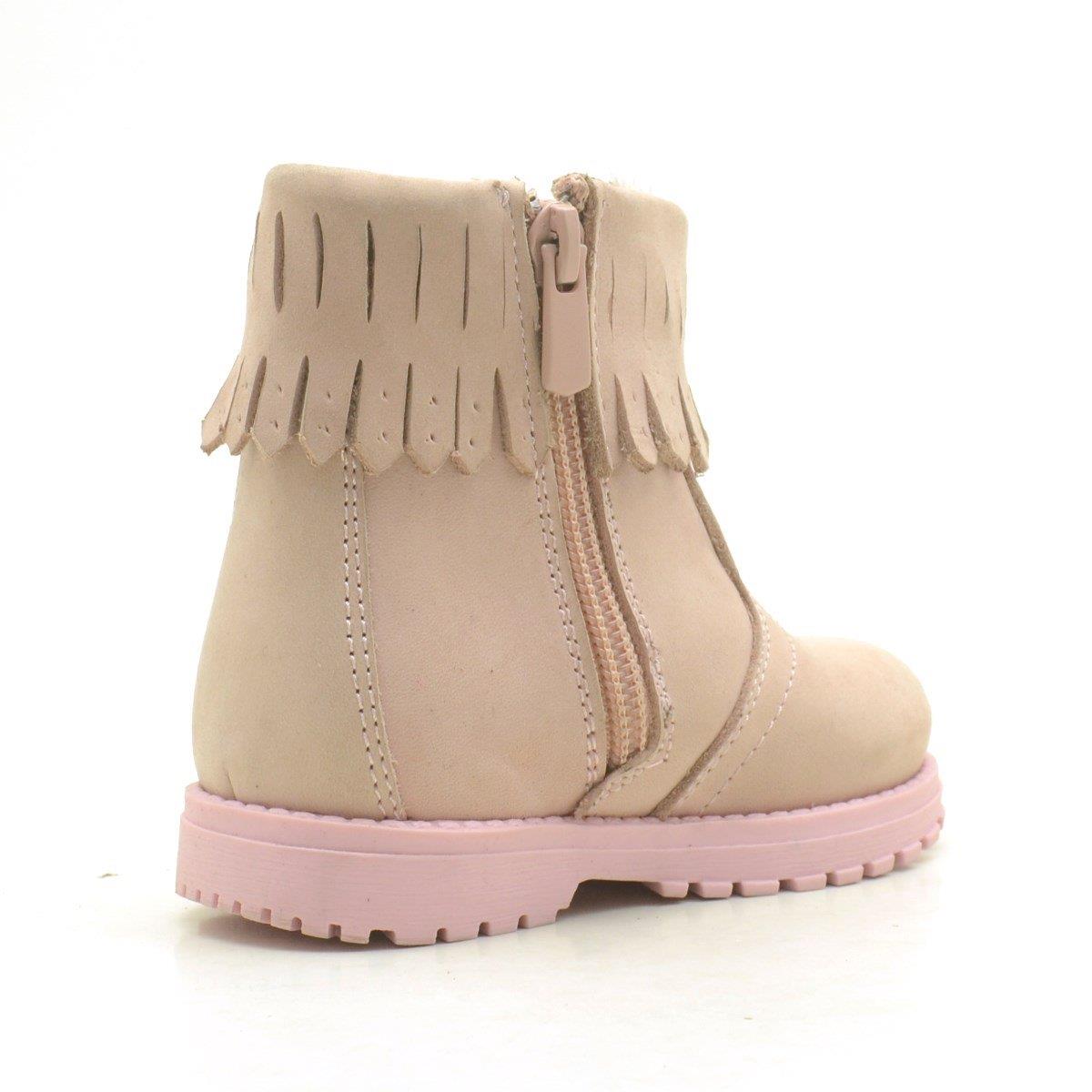 Rakerplus Chiron Hakiki Deri Pembe Fermuarlı Kız Çocuk Bot Çizme