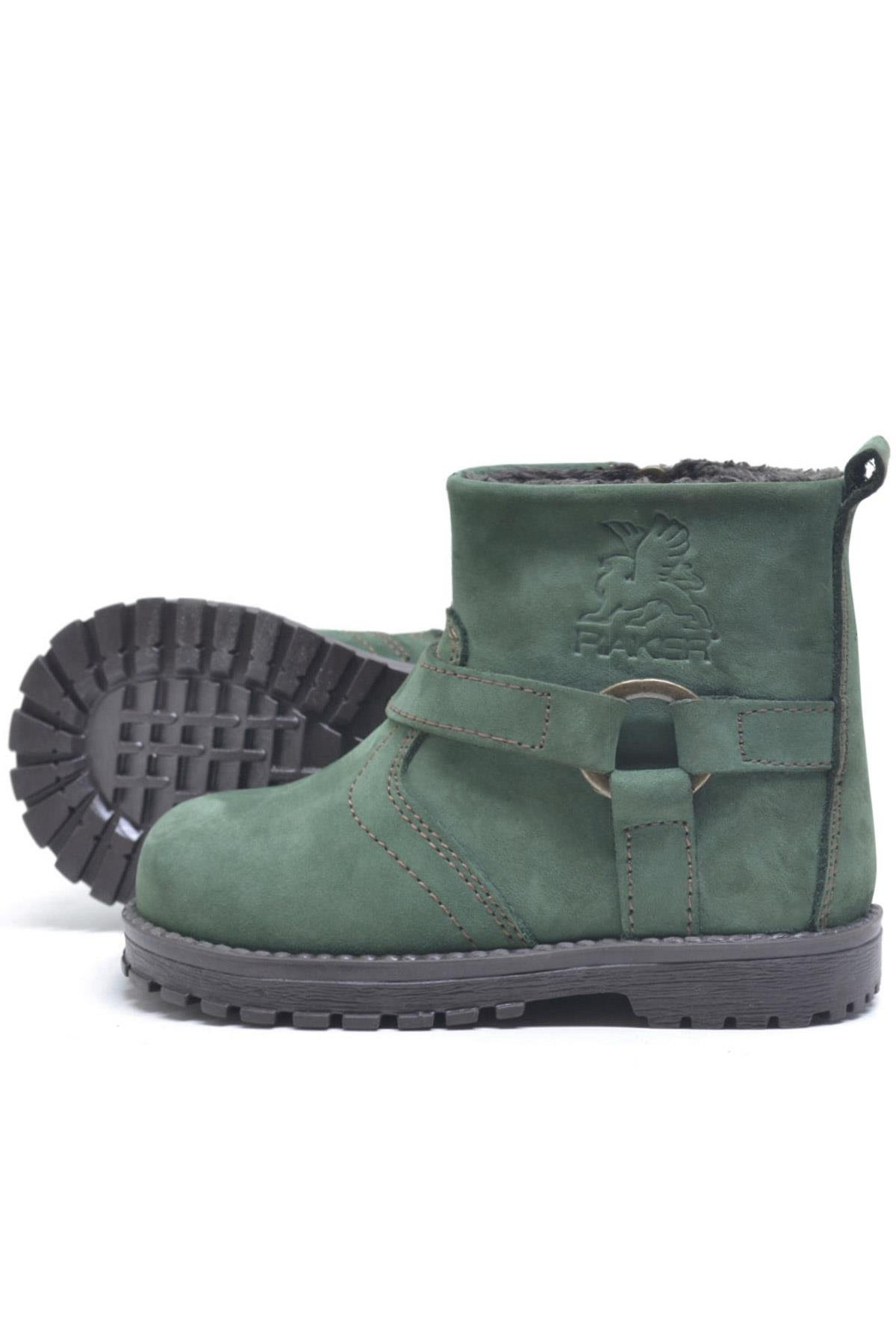 Rakerplus Chiron Hakiki Deri Yeşil Fermuarlı Unisex Bebek Bot