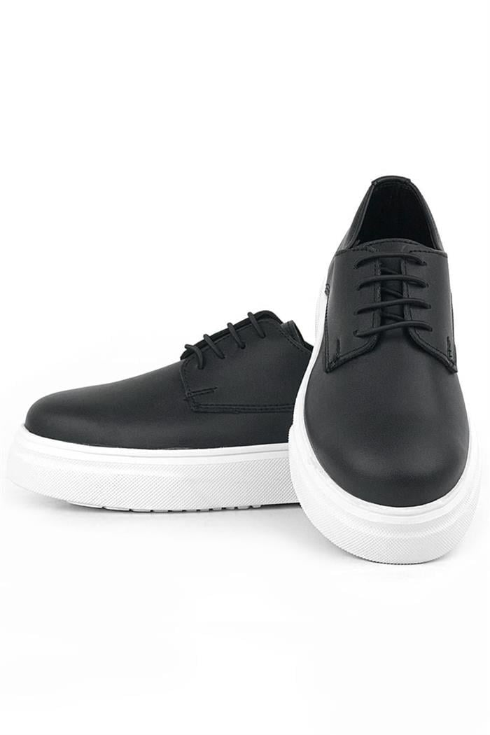 Rakerplus Derby Siyah Mat Beyaz Taban Çocuk Klasik Ayakkabı